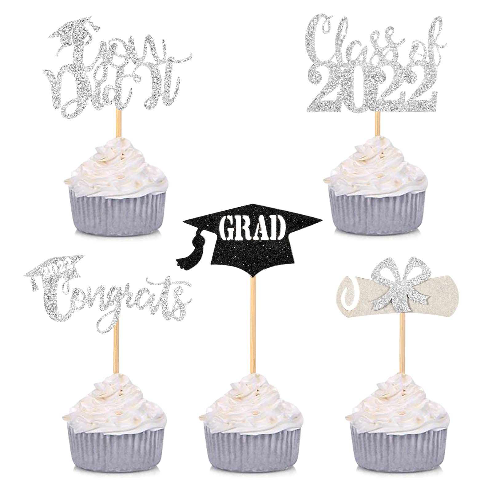 Buy POPGIFTU 40PCS 2022 Graduation Cupcake Toppers Glitter Class of
