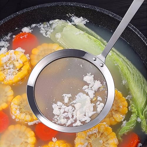 Cuchara de espumadera, colador de araña de acero inoxidable, cuchara de espumadera de grasa de malla fina, cucharas para cocinar, freír grasa,