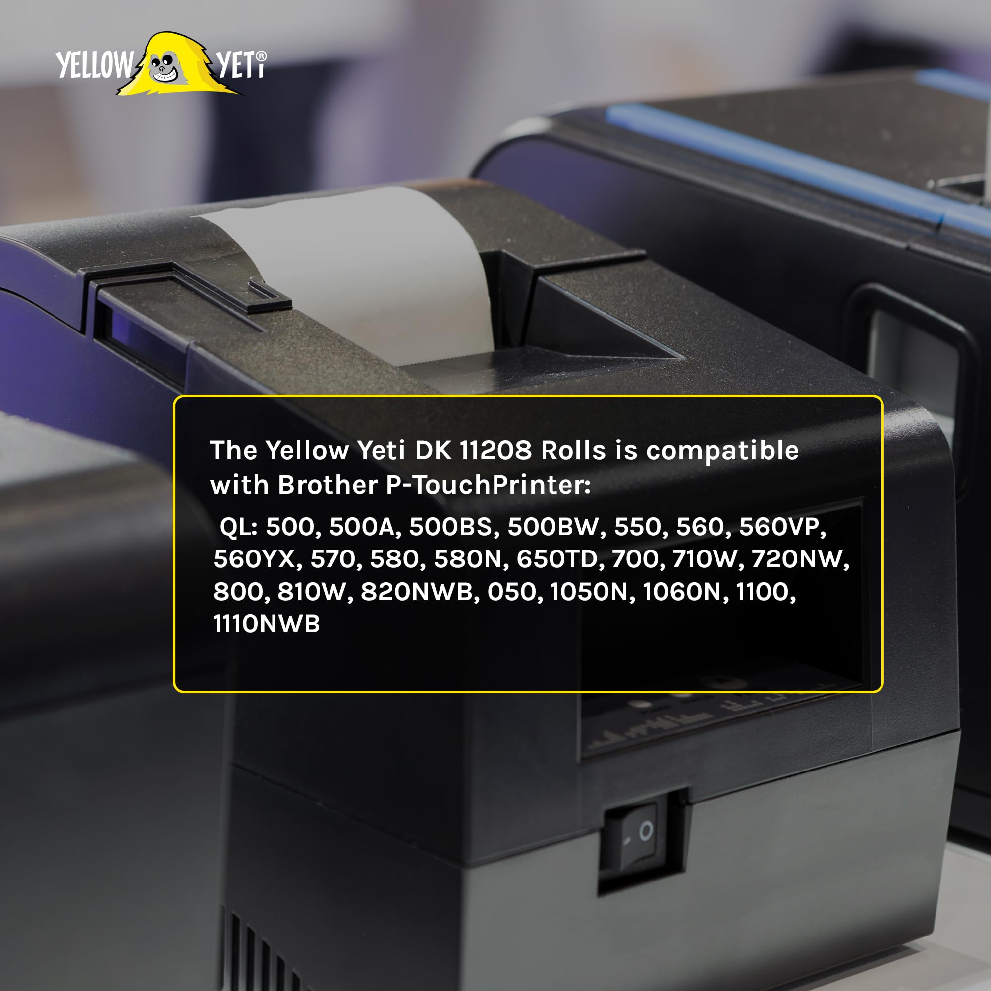 Yellow Yeti 30 Rotoli DK-11208 Etichette Adesive per Indirizzi 38 x 90mm compatibili per Brother P-Touch QL-500 QL-570 QL-700 QL-710W QL-800 QL-810W QL-820NWB QL-1100 QL-1110NWB | 400 Etichette/Rotolo