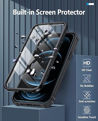 Miniatura 3 de FNTCASE Funda para iPhone 12-Pro-Max protección de grado militar a prueba de caídas con soporte TPU resistente a prueba de golpes con textura mate