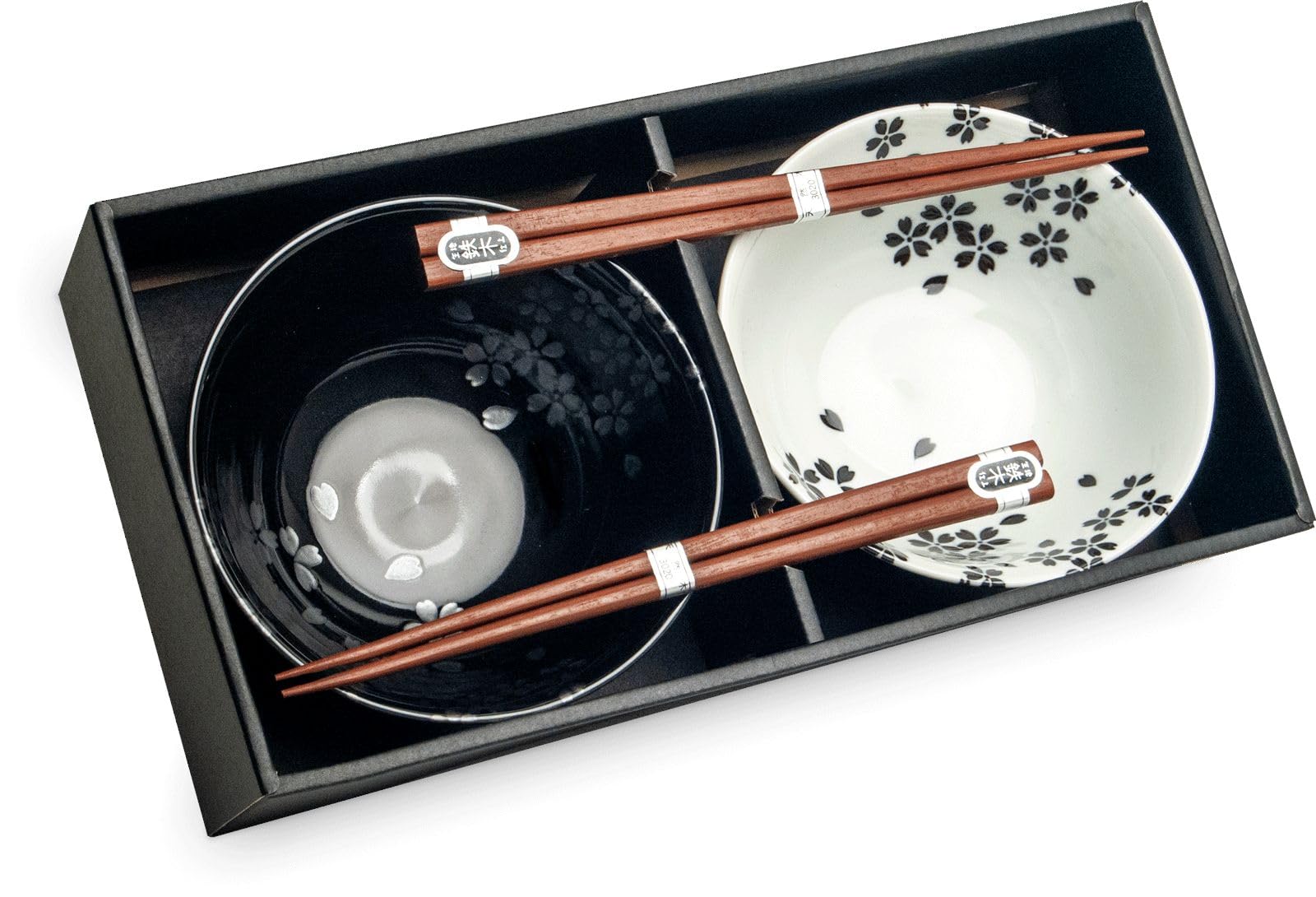 Suppenschüssel-Set KUROJI-SAKURA Porzellan-Schalen Geschenkbox hergestellt in Japan Ø 15,2 cm, H. 7 cm
