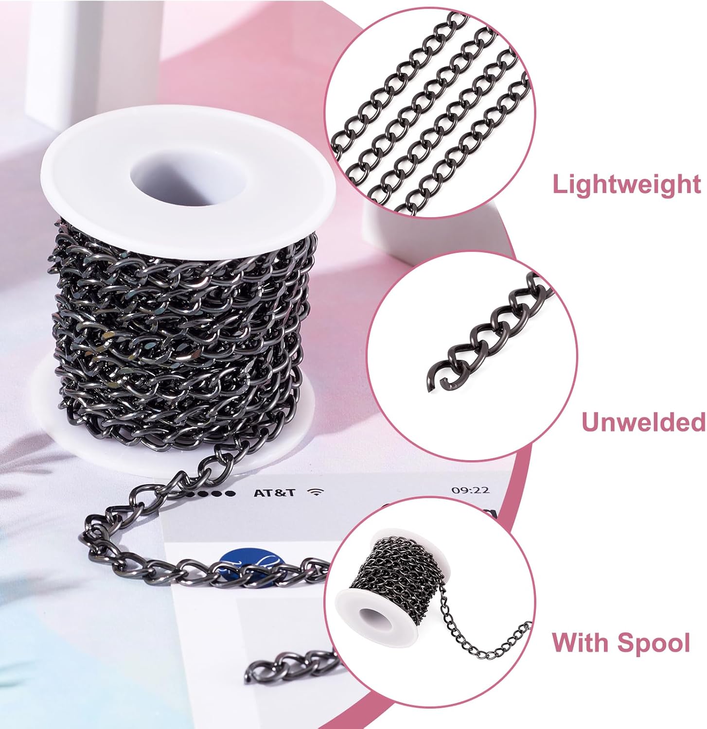 Pandahall 16.4 Feet Aluminum Curb Chains Twisted Links 10x6.5x1.8mm Gunmetal Cross Link Chains for Bracelet Necklace Jewelry Making - Image 2