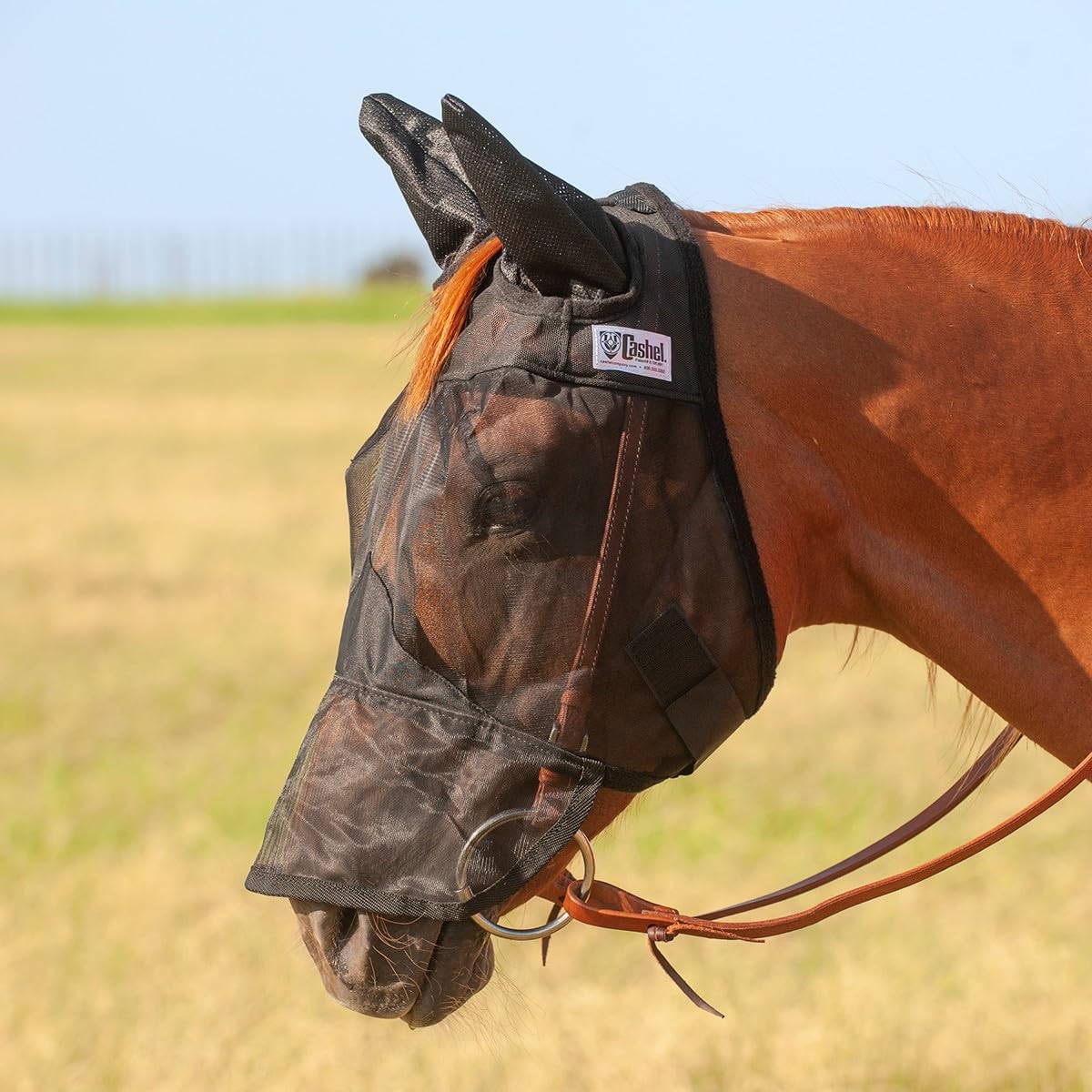 Cashel Quiet Ride Horse Fly Mask with Long Nose and Ears, Black, Warmblood
