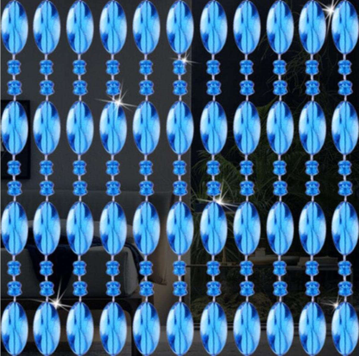 Cortinas de Puerta antimosquitos Cortinas de Cuentas de Cristal acrílico Adornos de partición de Sala de Estar Suministro de decoración Interior para el hogar-Azul, 27 Cuerdas 2 m