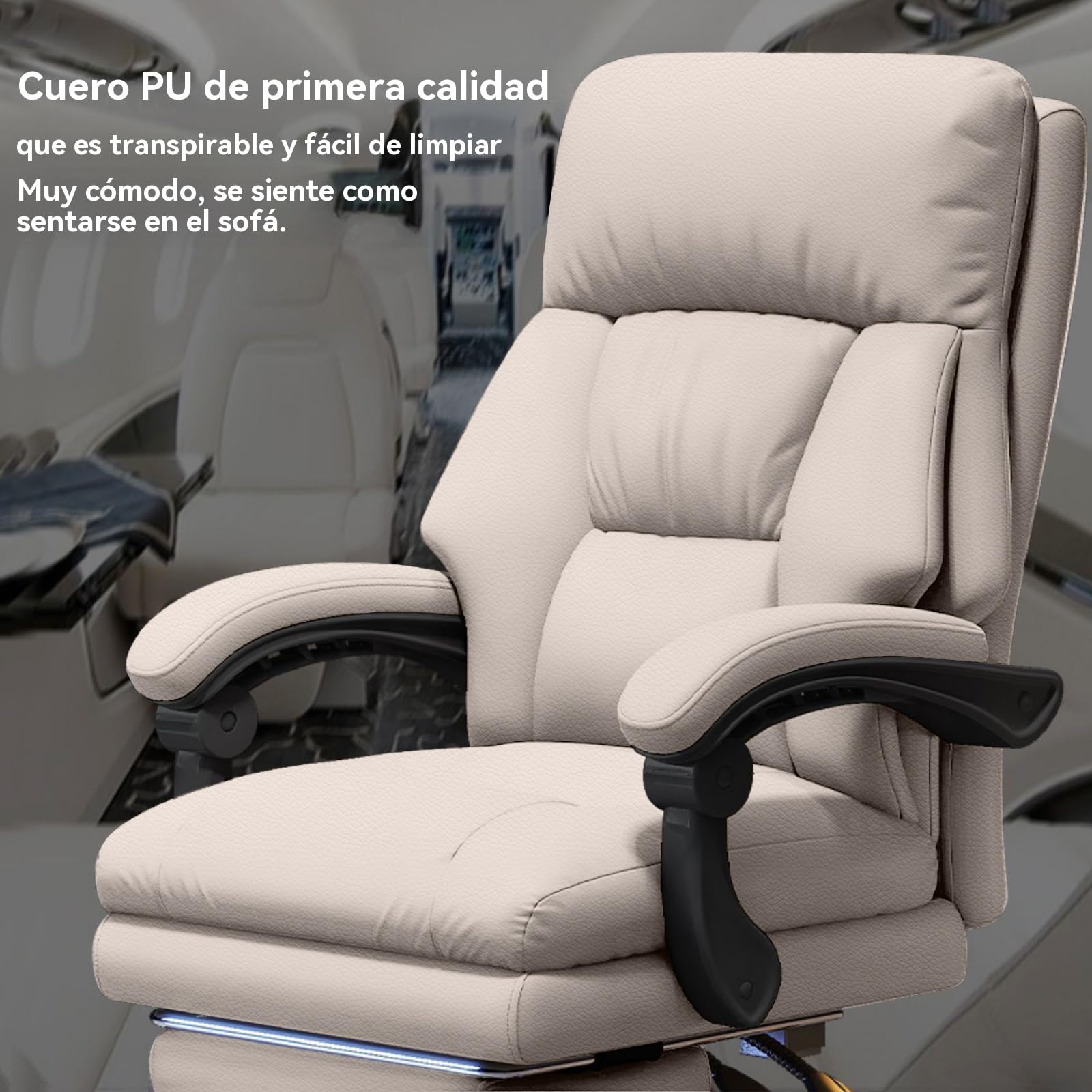 Silla de Oficina con Reposapiernas Sillas Ejecutivas con Ruedas Sillas Gaming con Respaldo Alto Silla de Trabajo Ergonómica Reclinable Y Ajustable para Oficina en Casa
