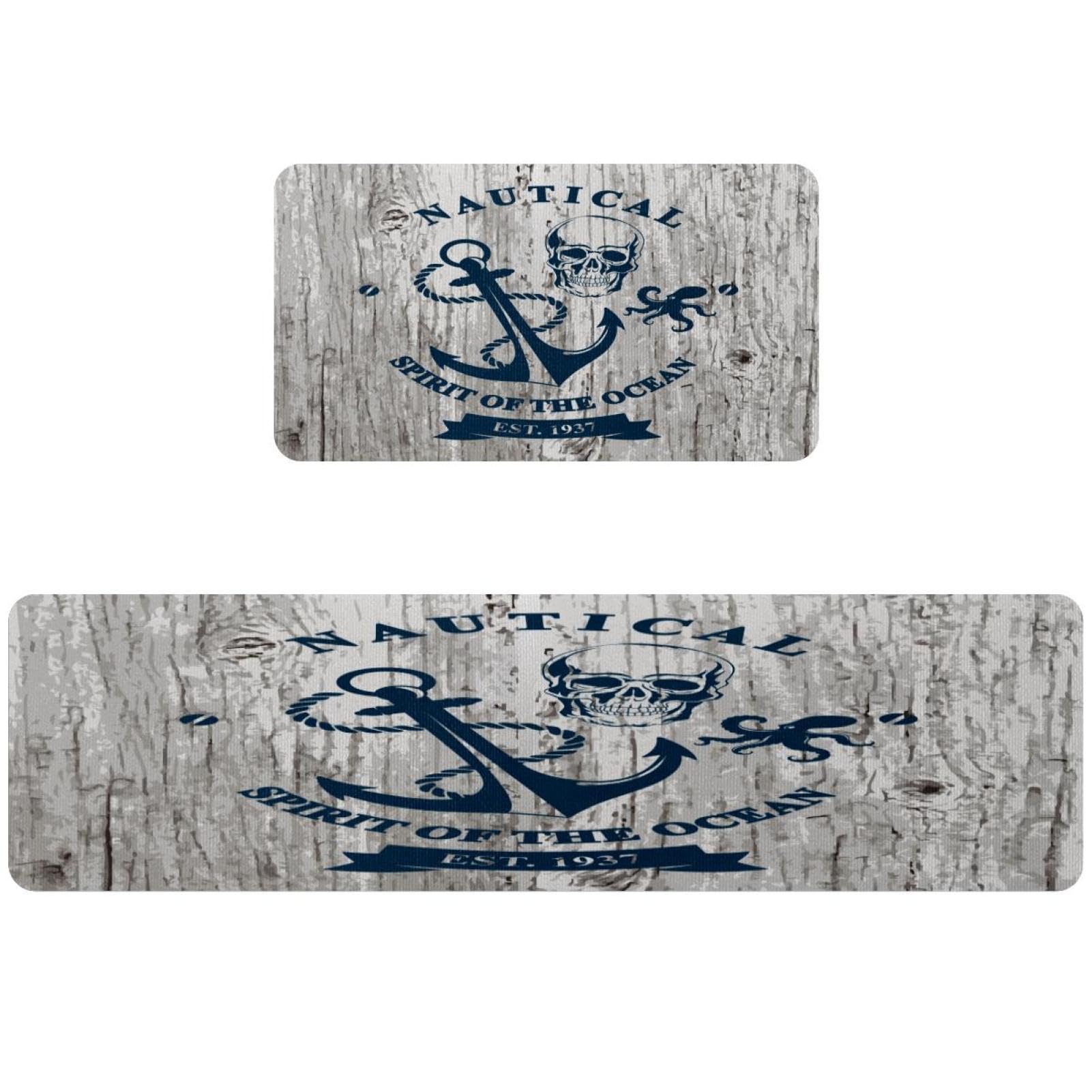 Tapis de cuisine motif pieuvre crâne lot de 2 sols lavables