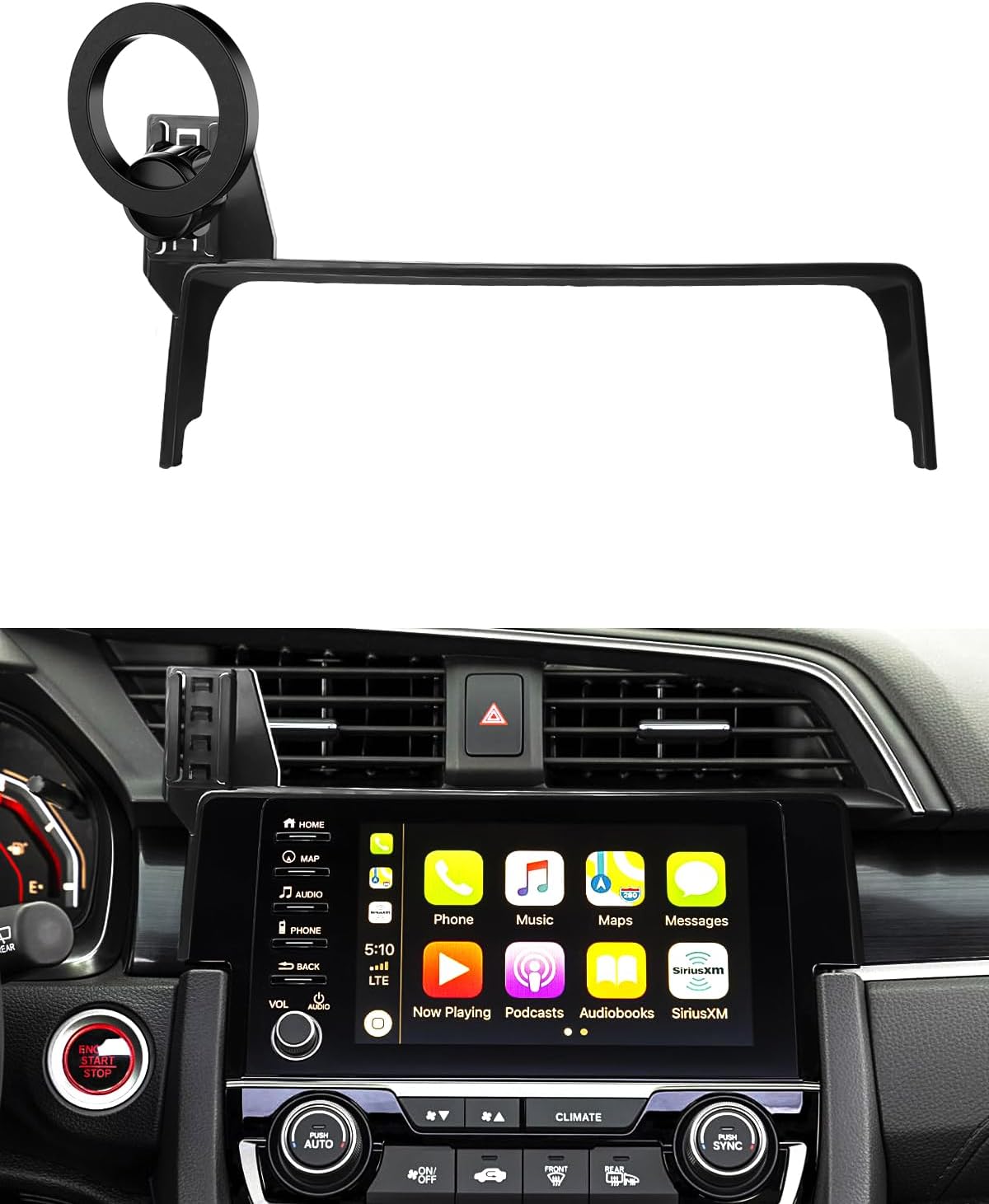 Car Phone Mount for Honda Civic 2016-2018 2019 2020 2021 Accessories 10th Gen Phone Cradles Only for 7-inch Screen Compatible with Magsafe Car Phone Holder 360° Rotation Not Affect Air Vent