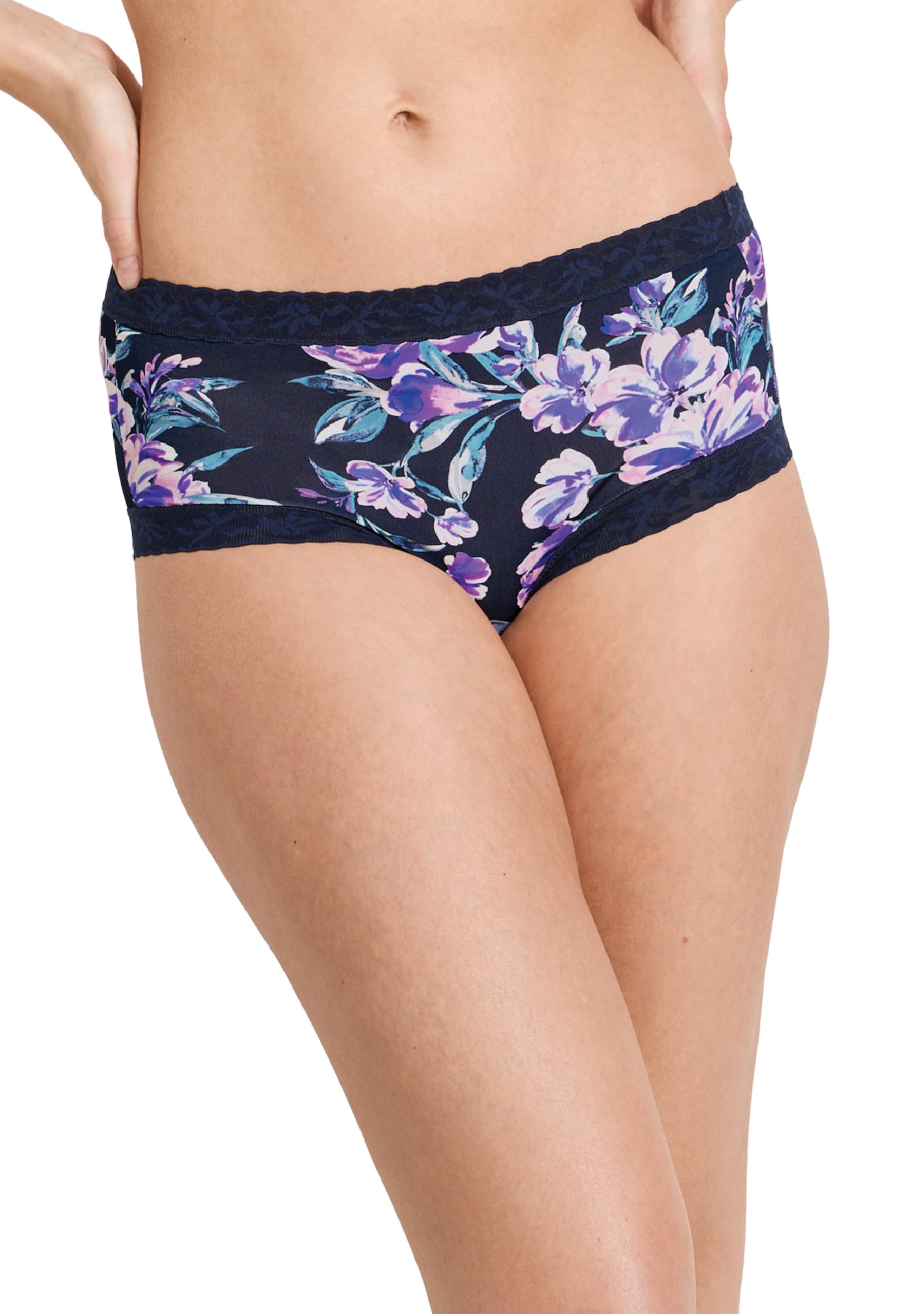 Jockey Women's Formal Floral Navy Parisienne Soft Stretch Lace Brief, M
