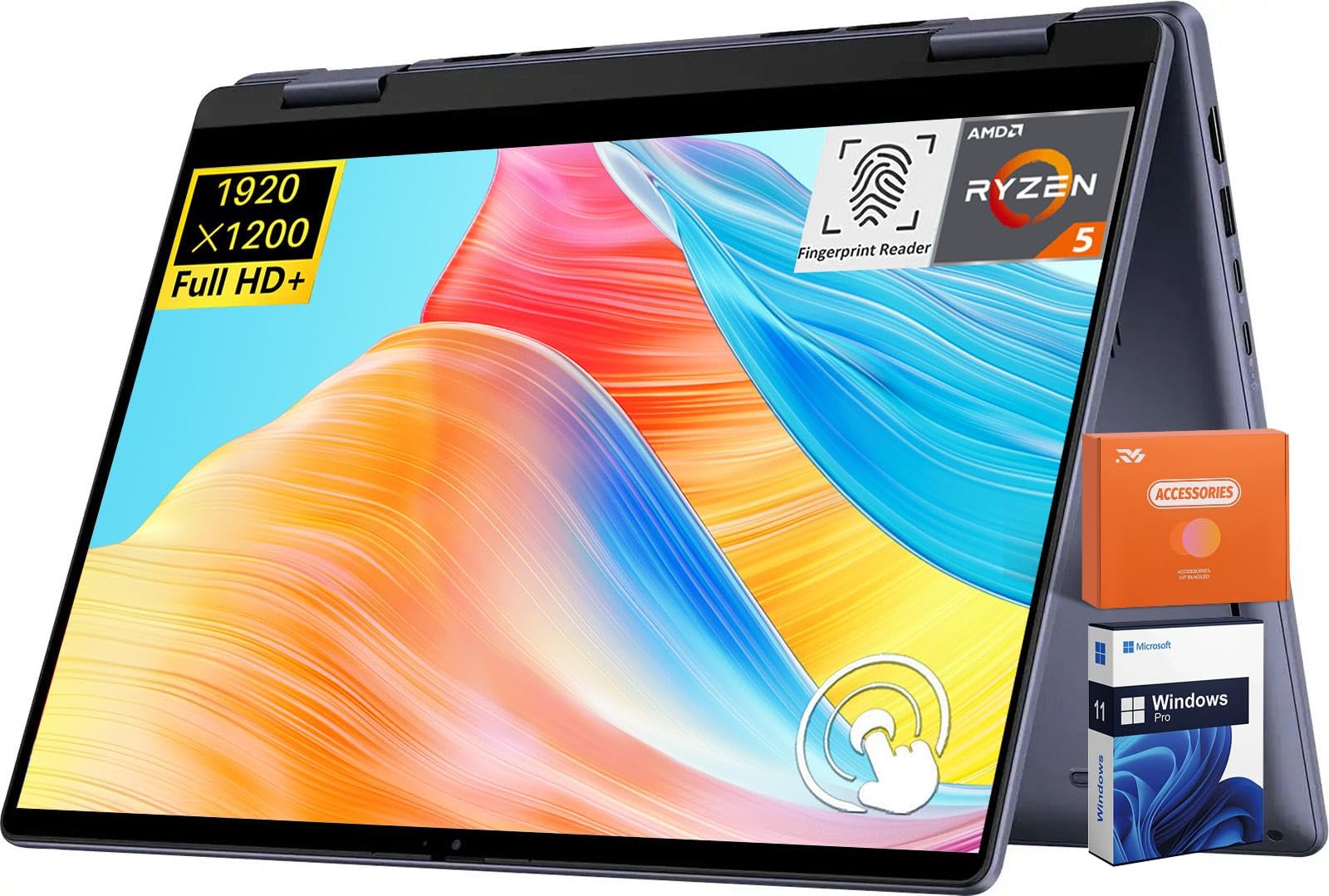 Dell Inspiron 14 2 in 1 Touchscreen Laptop, 14" FHD+ IPS Touch Screen Convertible, AMD Ryzen 5 (6-Core), 32GB DDR5 RAM 1TB SSD|Windows 11 Pro Lifetime Office|Backlit Keyboard|Fingerprint Reader|Blue