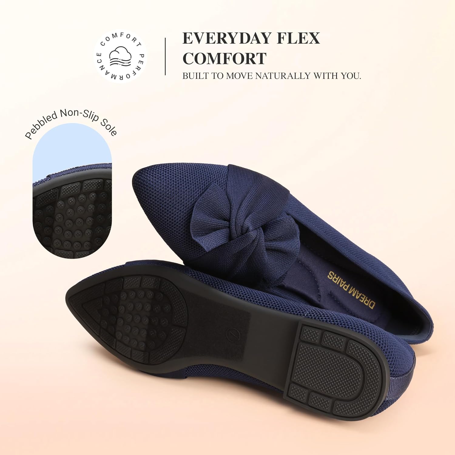 DREAM PAIRS Flats for Women Pointed Toe Foldable Knit Ballet Flats Comfortable Slip-On Dress Shoes Elegant Bow Flats for Work Office Business Casual Travel - Image 7