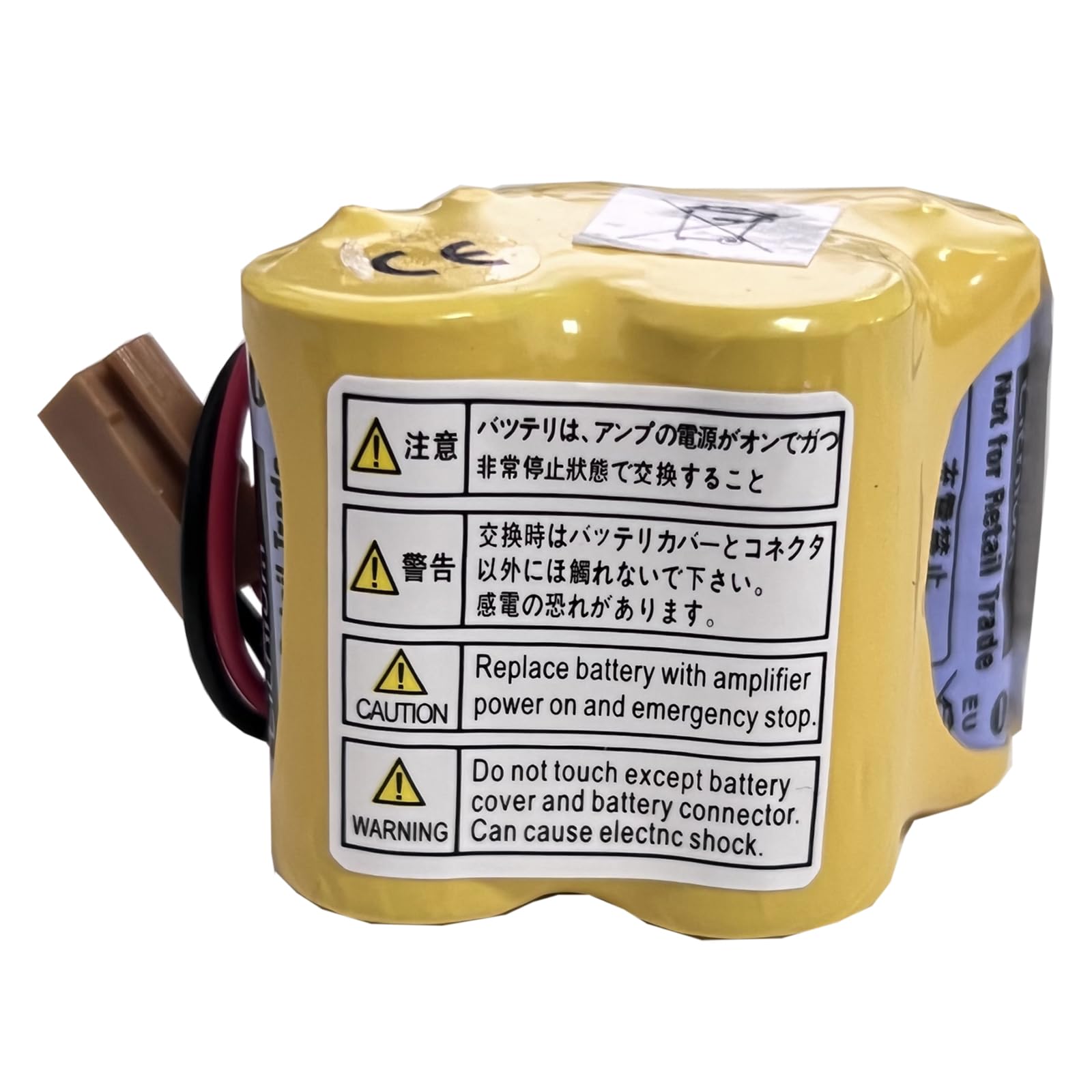 Batteria di ricambio compatibile con FANUC A06B6114K504 BR-2/3AGCT4A A98L00310025 A98L-0031-025 con spina di ricambio marrone