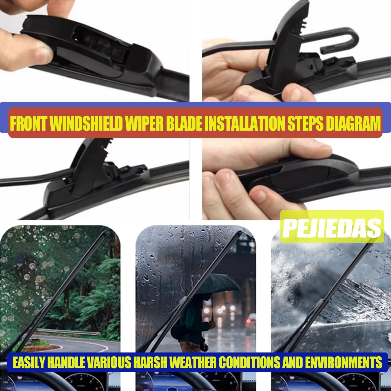 3 Replacement Wiper Blades For GMC Yukon Yukon XL 2015-2020 22" + 22" + 12" Front and Rear Wiper Blades (Pack of 3)