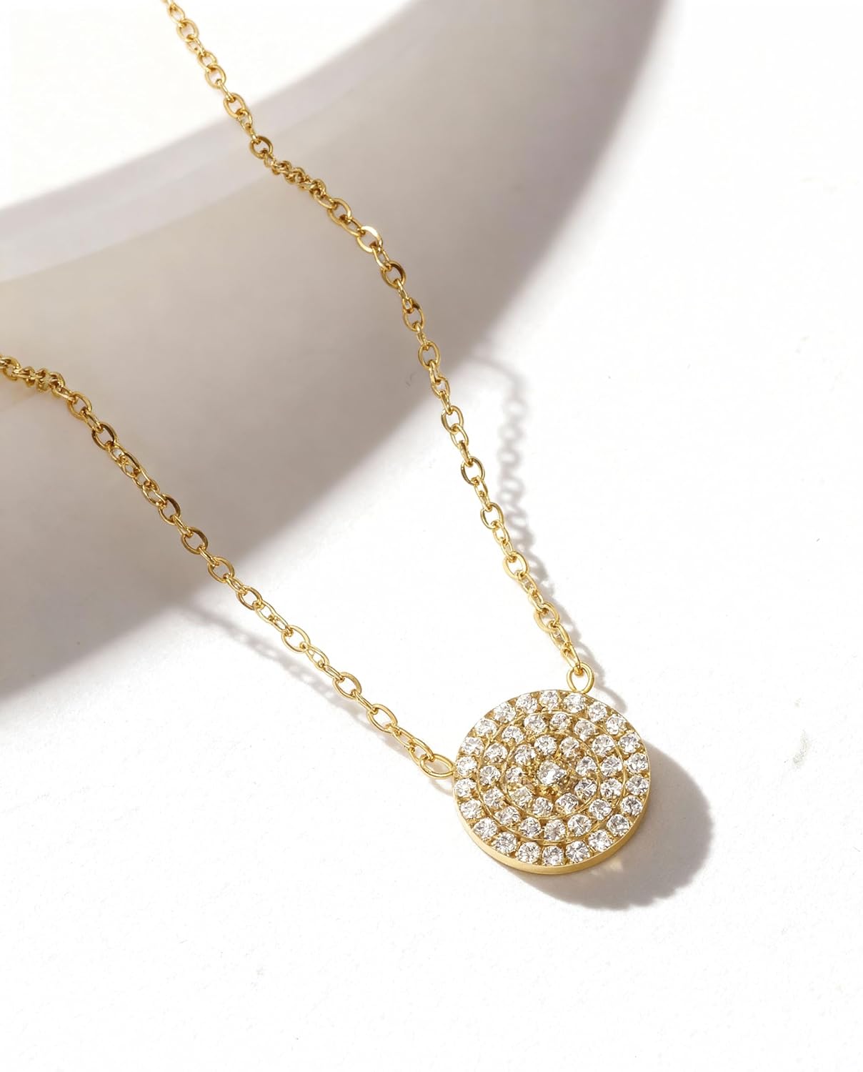 Dainty Stainless Steel Cubic Zirconia Round/Eye Pendant Necklace for Women Pave Necklaces Fashion Jewelry - Image 6