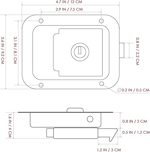 Miniatura 2 de WINOMO Cerradura de puerta de remolque RV de acero inoxidable, pestillo de paleta de bloqueo resistente con llave para caja de herramientas, RV,