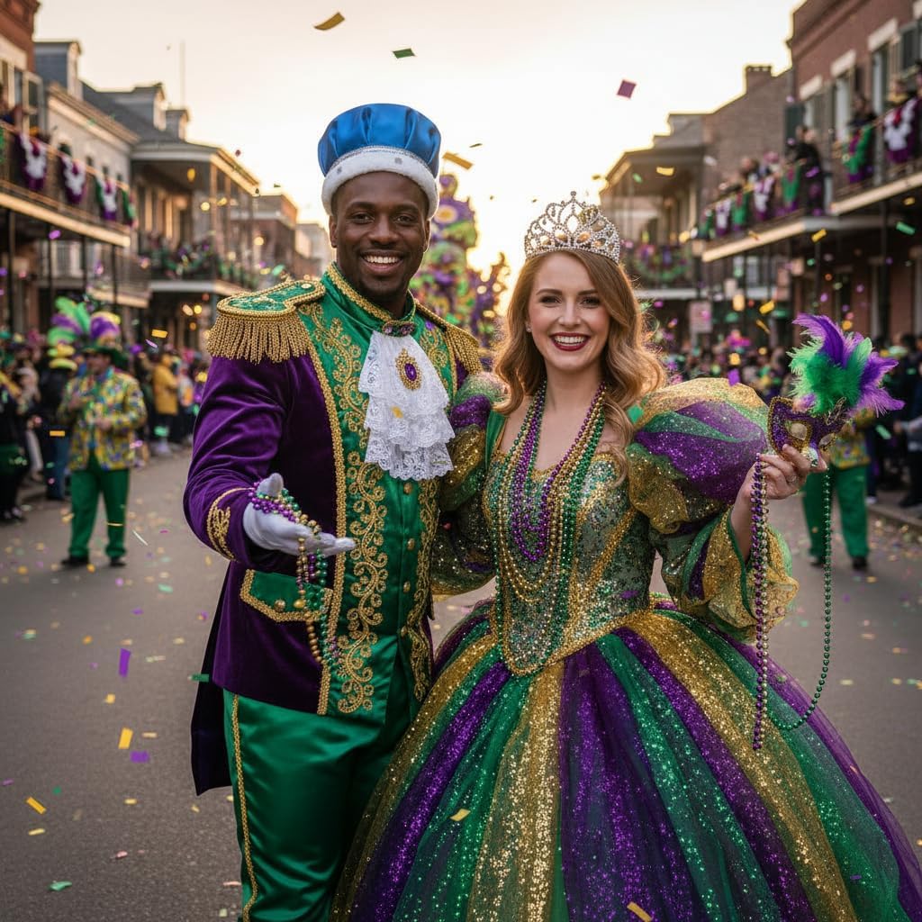 Blue Satin King Crown and Queen Tiara Royalty Set