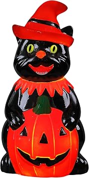 Mr. Halloween 18 in Outdoor Cat Blow Mold with LED Lights, Battery Operated Light Up Halloween Decoration