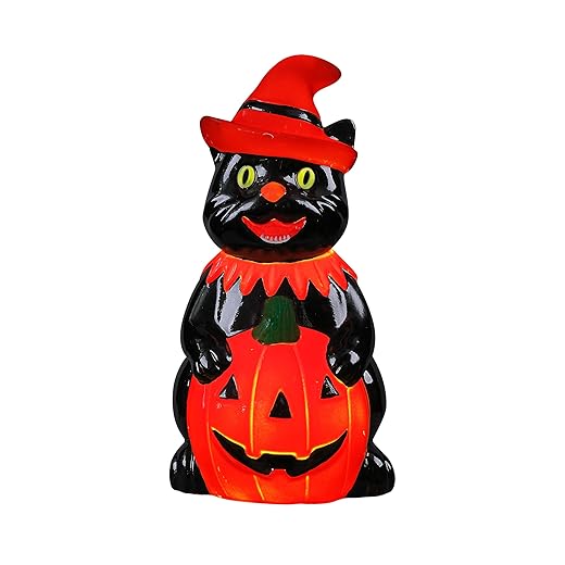 Mr. Halloween 18 in Outdoor Cat Blow Mold with LED Lights, Battery Operated Light Up Halloween Decoration