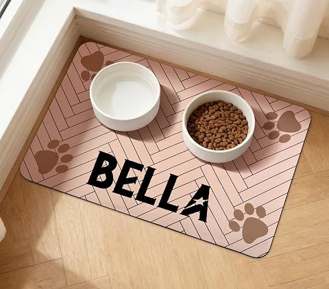 Personalized Custom Dog Food Mat with Name, 17.7"x11.8",...