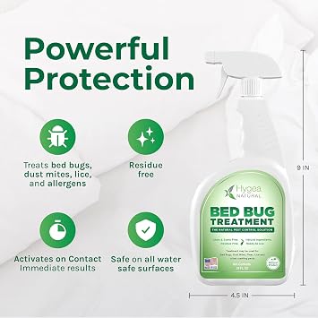 Hygea Natural Lice, Mite, and Bed Bug Natural Spray 24oz + Lice and Bed Bug Laundry Additive 32oz + Bed Bug Spray 128oz - Child & Pet Friendly - Regular Strength Bundle