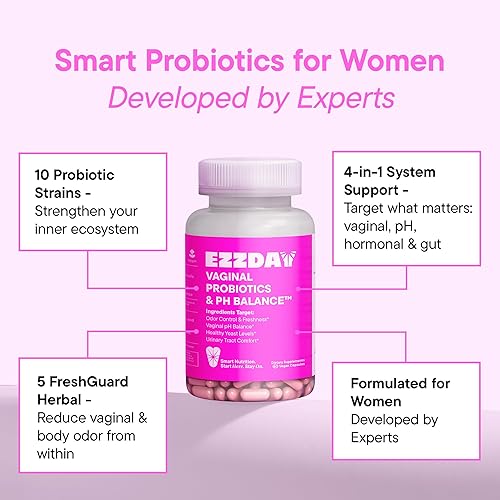 Miniatura 4 de Probióticos vaginales y equilibrio de pH  Suplemento probiótico Flora-Focus de 10 cepas + mezcla botánica de Urosync, alivio del olor y la picazón,