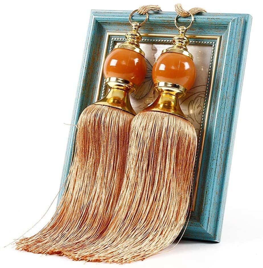 Lot de 2 embrasses pour Rideaux, embrasses en Corde, embrasses à Pampilles, décor de Boule de Cristal, Grandes embrasses, Boule de Prisme, Glands, embrasses en Corde de Rideau (Rose)