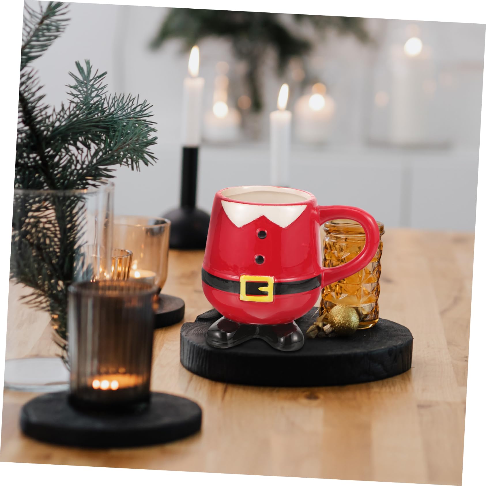 Ciieeo Bonita Taza de Café Decorativa Navideña Tazas de Cerámica de Papá Noel Y Muñeco de Nieve para La Oficina Y El Hogar Taza de Agua Navideña
