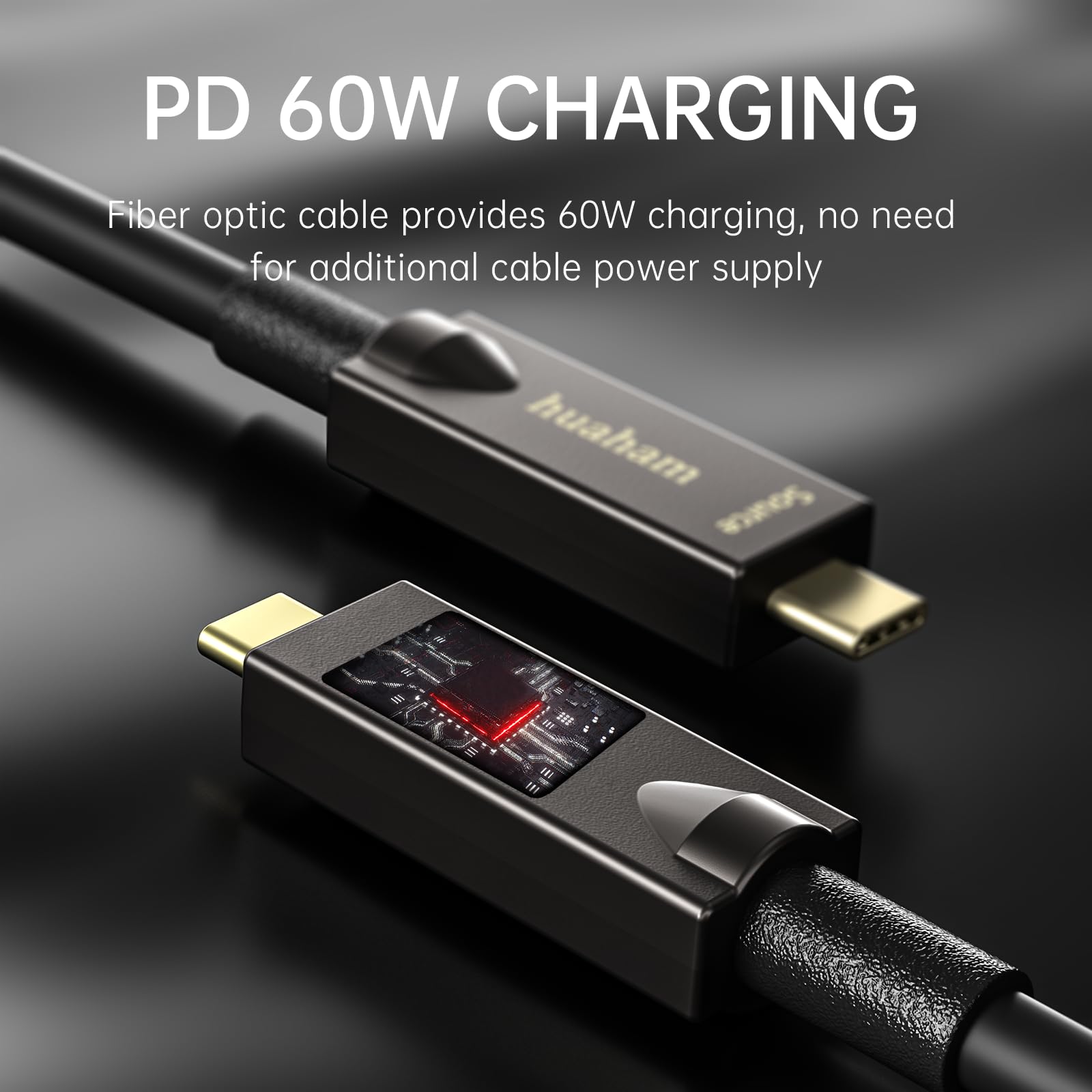 Full-Featured USB C Glasfaserkabel 15M, 10Gbps USB 3.2 Gen 2 Aktives Optisches Kabel mit SiliconLine Chip, 4K@60Hz DP 1.4 & 60W PD, für VR, Webcam, Videokonferenz, Maschinelles Sehen
