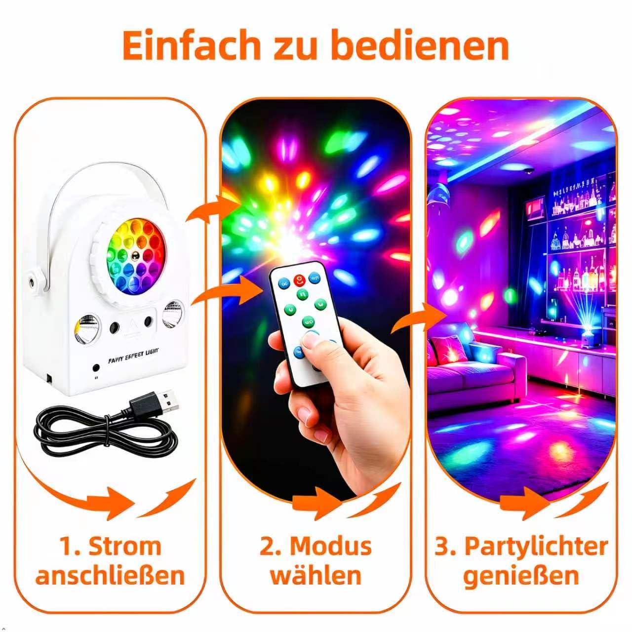 La sfera luminosa da discoteca realizzata in materiale ABS, è dotata di telecomando, offre una luce ambientale LED dinamica, ideale per feste in famiglia, matrimoni e illuminazione scenica.