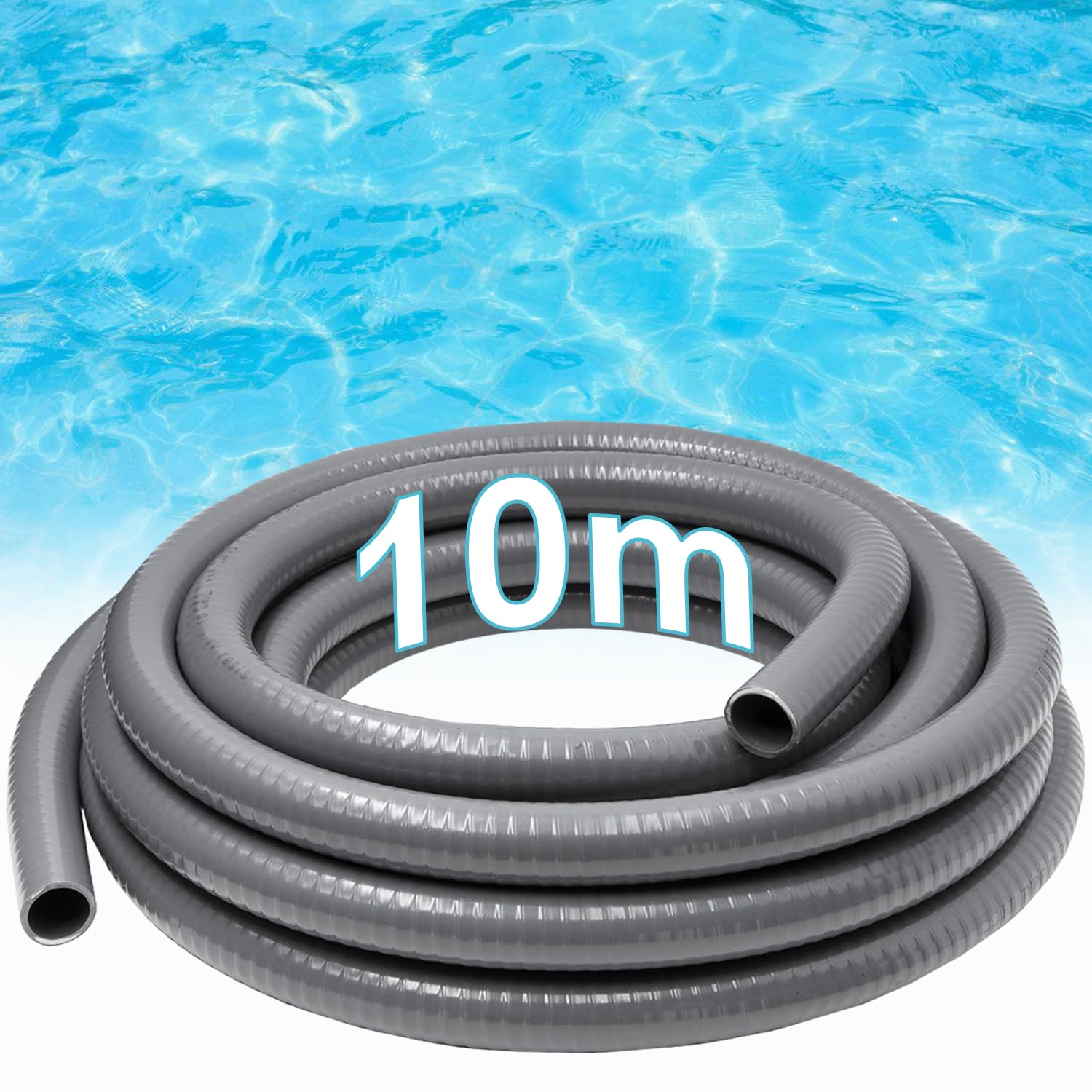 10 m PVC Flexschlauch Ø 50mm Wasserpfeife Teichschlauch, Klebeschlauch für Garten, Pool, Teich