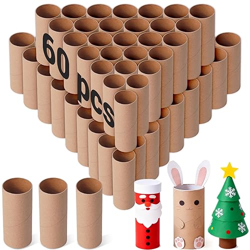 Brown Cardboard Tubes for Crafts, 60Pack, Bulk Paper Rolls for