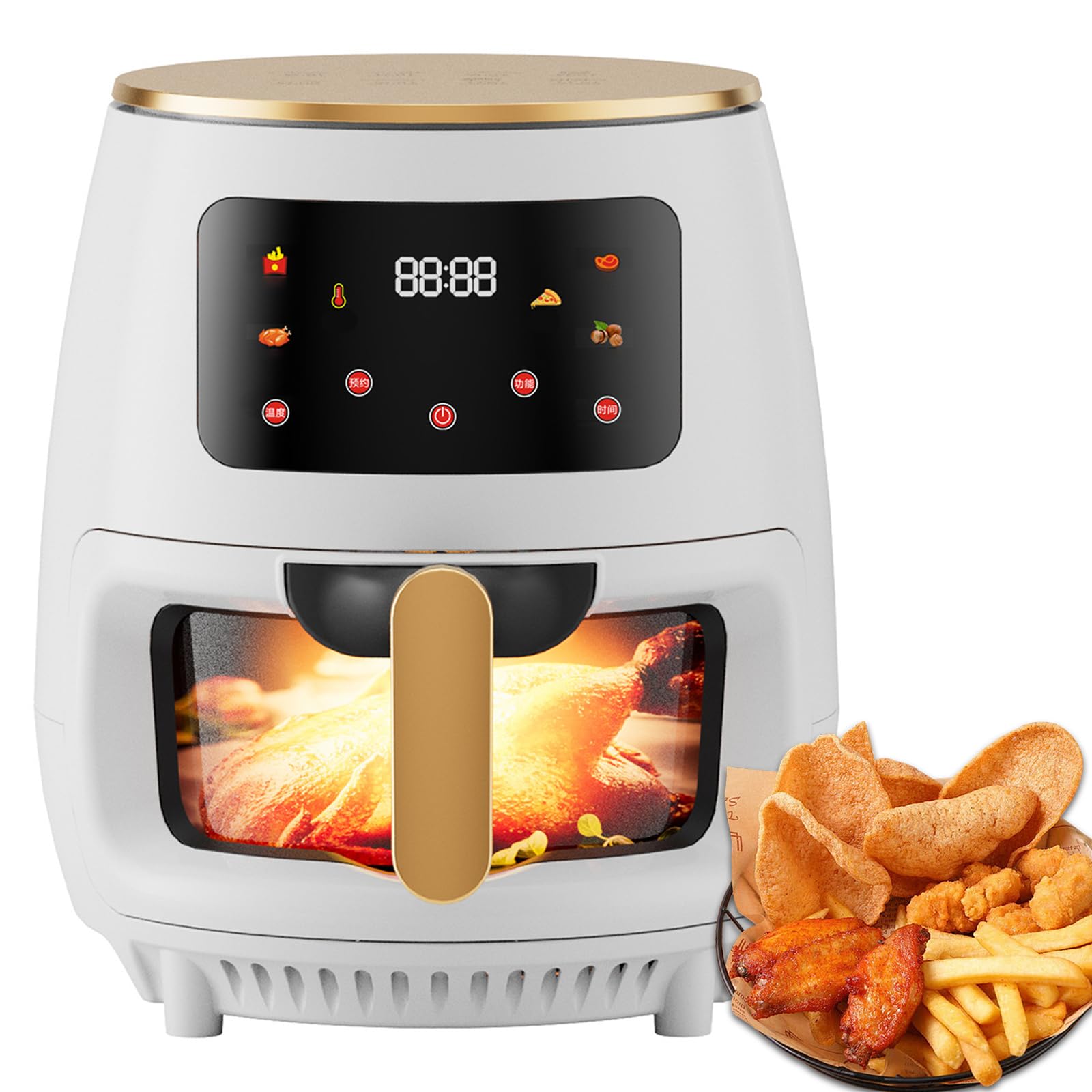 Friggitrice digitale ad aria con finestra visibile, 6 funzioni di cottura, timer e touchscreen per una facile preparazione dei pasti, perfetto per crostate di uova, patate dolci e carne