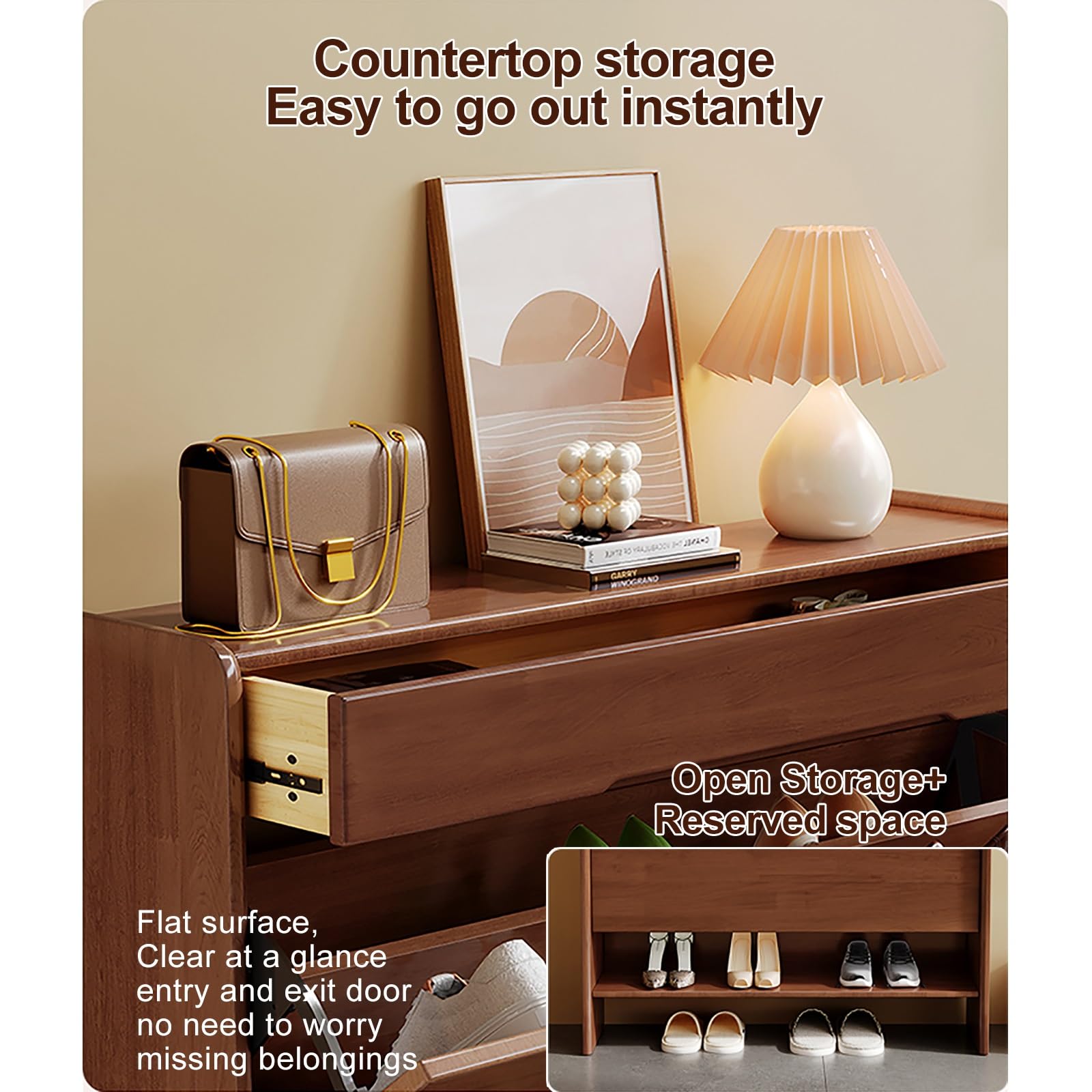 Meuble à chaussures / Colonne de rangement en bois – Style vintage - Ameublement