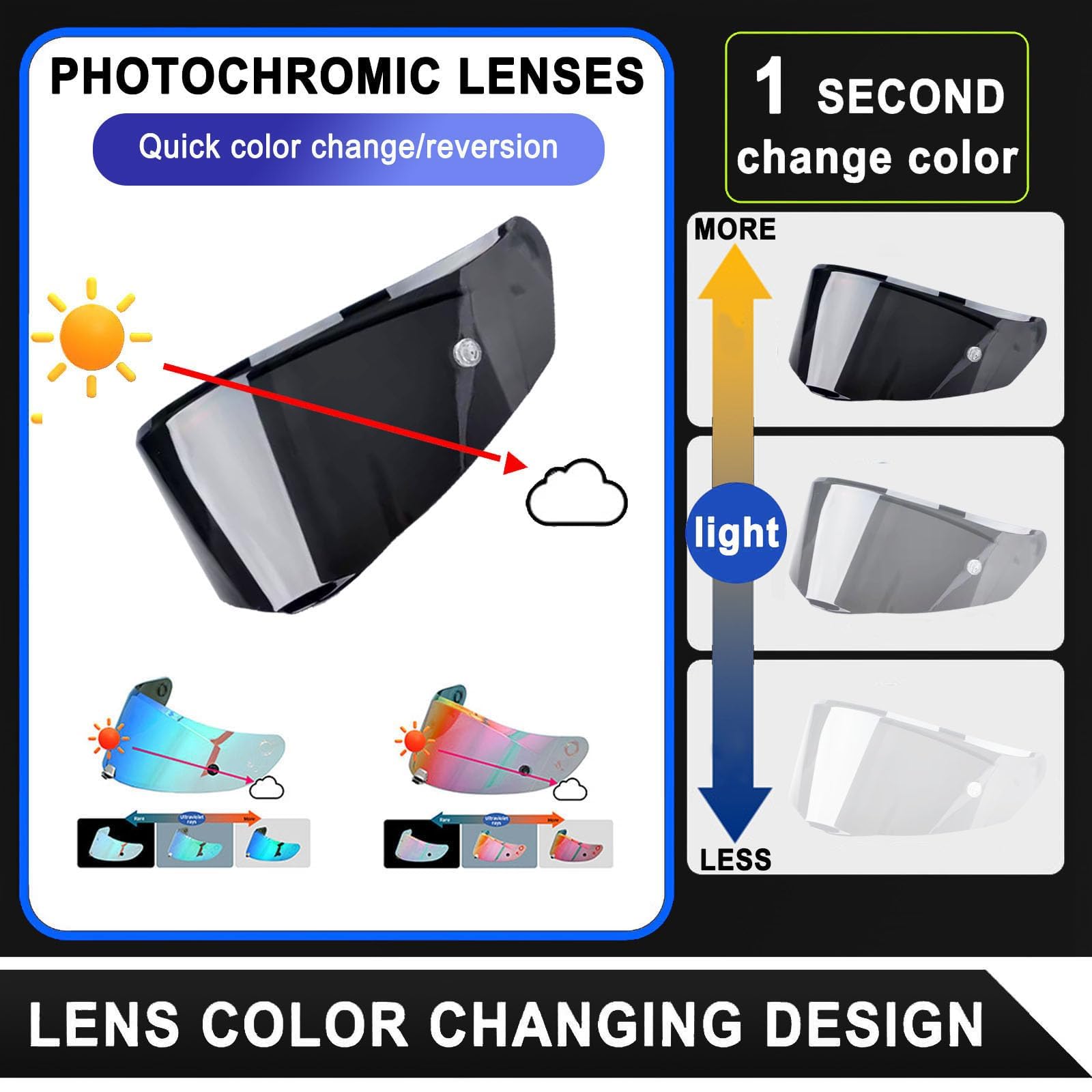 Visera Casco Moto para SHOEI Neotec 3 CNS 3C, Protección UV Antivaho Visera Integral, Accesorios Cascos de Moto,Normal-H Color