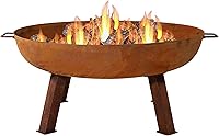 Sunnydaze 34-Inch Cast Iron Heavy-Duty Outdoor Fire Pit - Rustic Wood-Burning Bowl with Handles for Camping & Backyard
