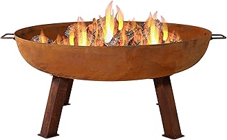 Sunnydaze 34-Inch Cast Iron Heavy-Duty Fire Pit for Outside - Wood-Burning Outdoor Fire Pit Bowl with Handles - Oxidized Finish
