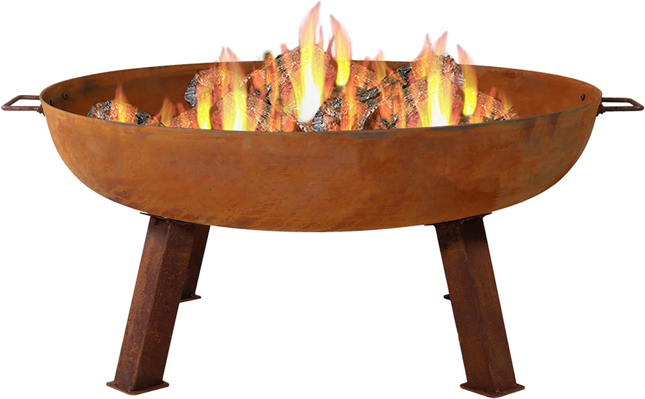 Sunnydaze 34-Inch Cast Iron Heavy Duty Fire Pit for Outside - Wood Burning Outdoor Fire Pit Bowl with Handles - Rust