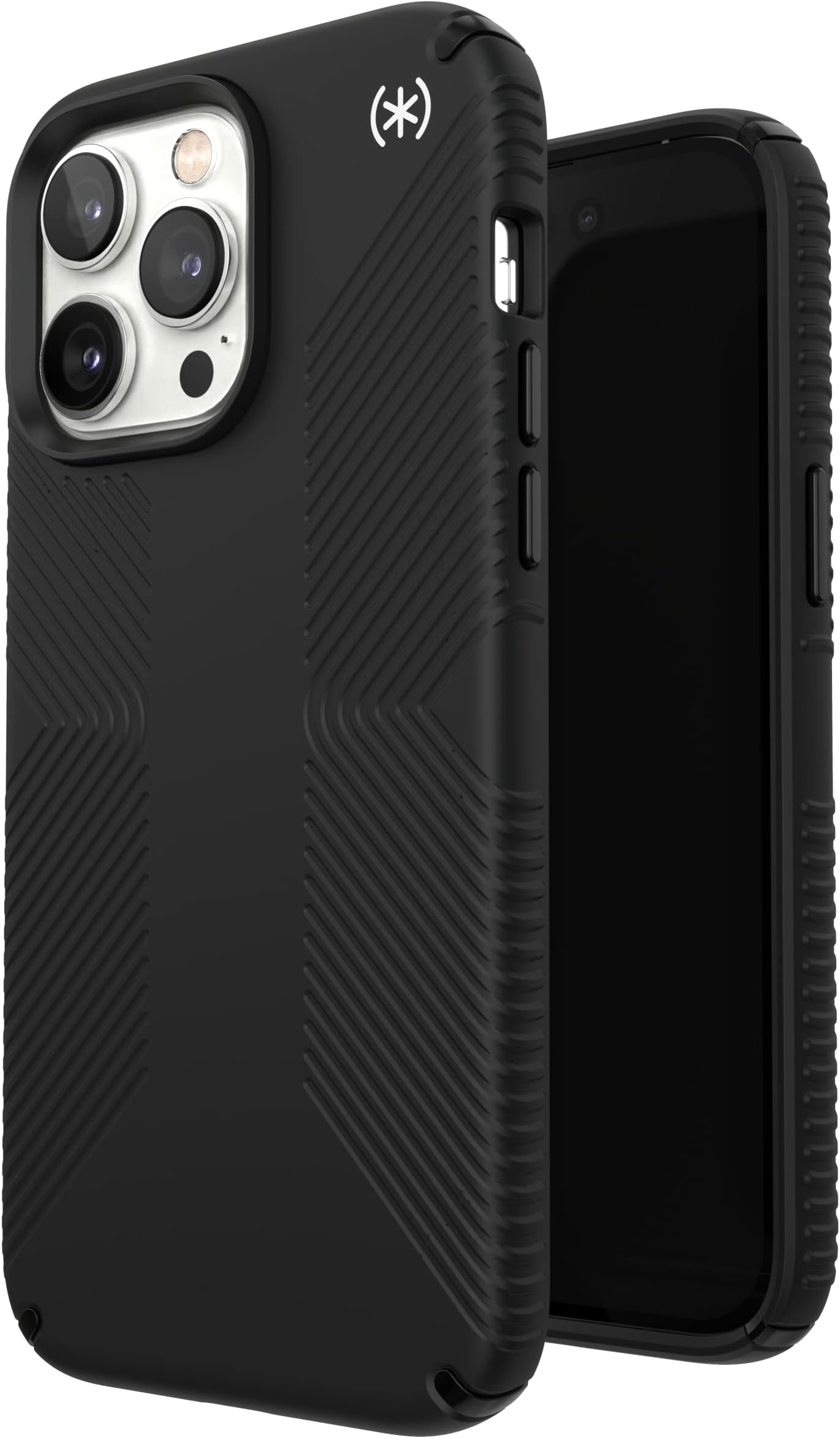 Speck Presidio2 Grip - Non-Slip iPhone 14 Pro Max Case (Black/Black/White)