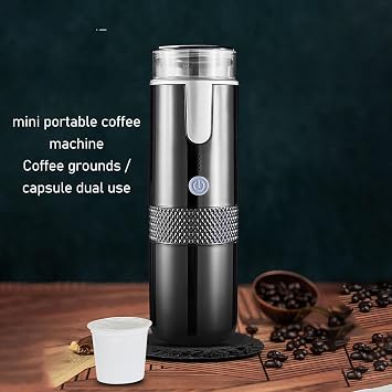 Portable Espresso Machine, Electric Mini Coffeemaker Machine, Compatible Coffee Capsules and Ground Coffee, Rechargeable Handheld Coffee Maker Machine for Car Travel Camping