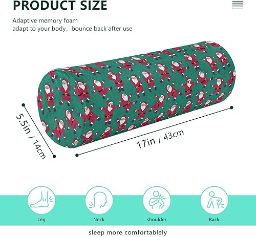 Miniatura 3 de FRODOTGV Christmas Dancing Santa Claus Bolster Pillow for Couch Neck Roll Pillow Insert Round Pillow Kids Cylinder Body Pillow Neck Support