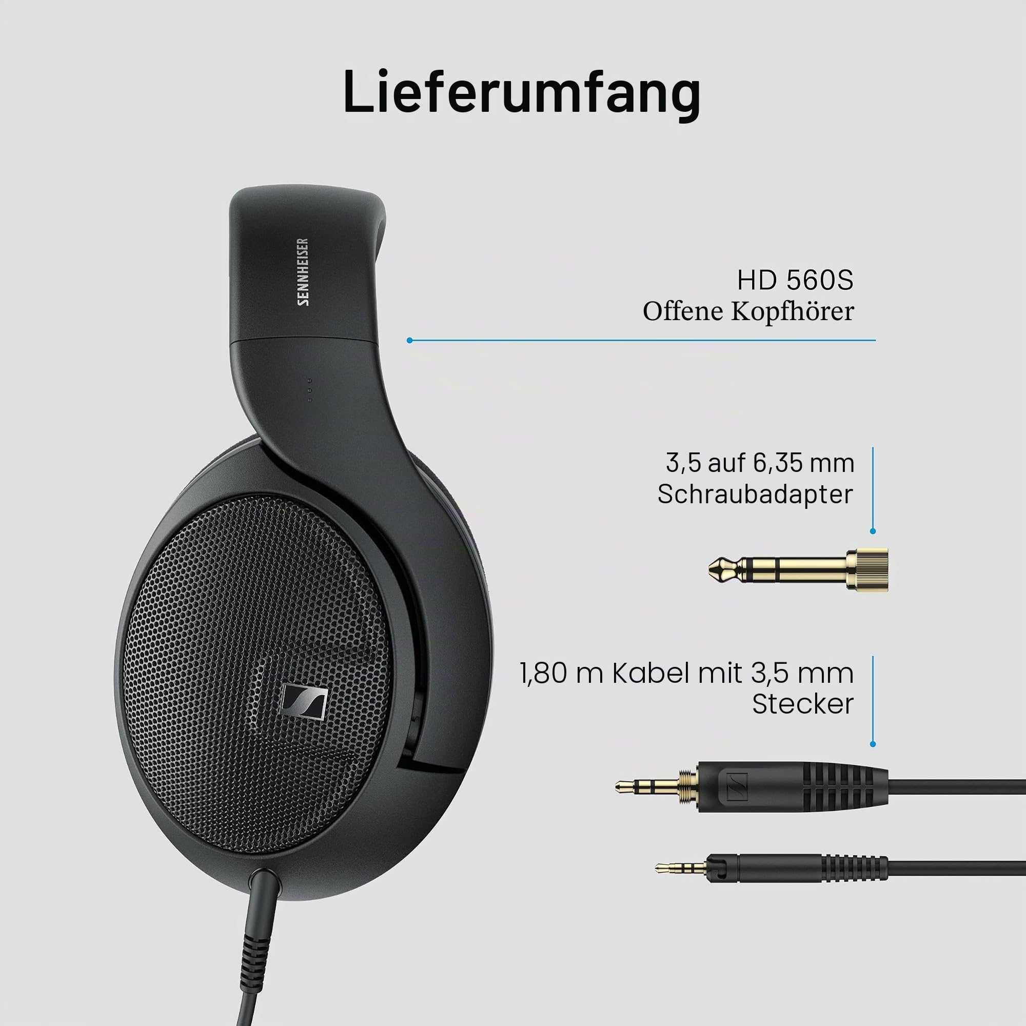 Sennheiser HD 560S, Offener Referenzkopfhörer für Audio-Enthusiasten, Over Ear, Schwarz