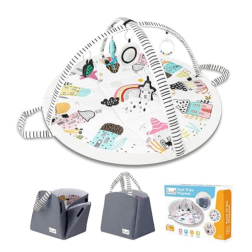 Tapete de juego para bebés con diseño plegable exclusivo, gimnasio de actividades de desarrollo de habilidades basado en escenarios, lavable a