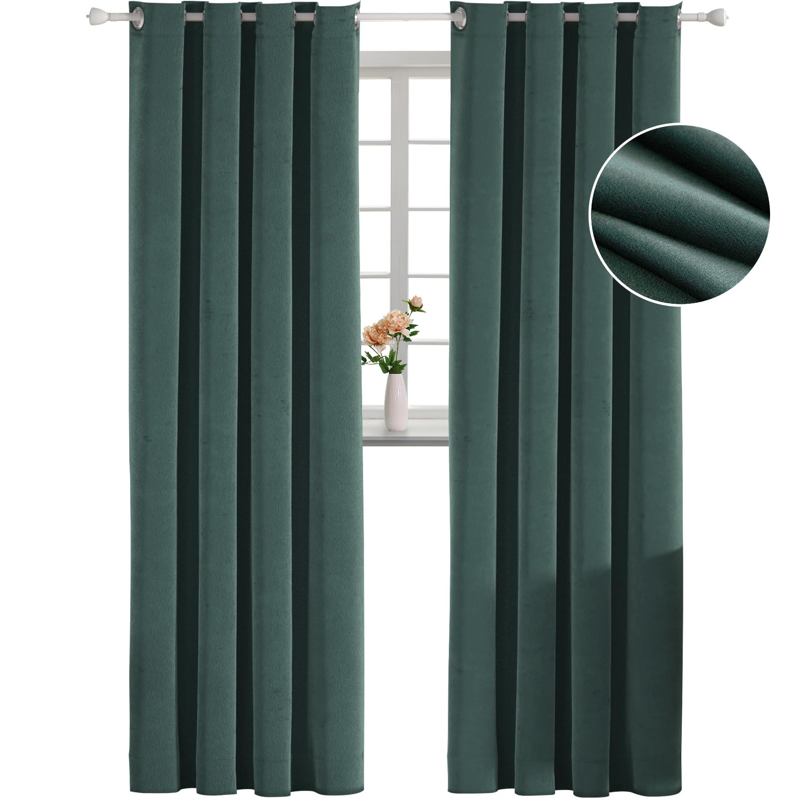 YSTELLAA Cortinas 100% Opacas 2 Piezas, 140×280cm, Terciopelo Cortinas Opacas Termicas, Cortina Termica Aislante Frio Y Calor, Cortinas Dormitorio Opacas, Cortinas Salon Modernas, Turchese