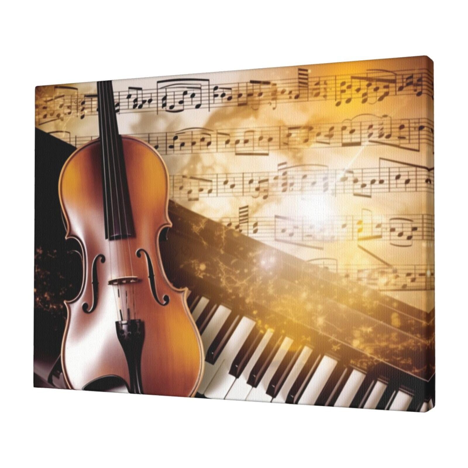 KLOPH Piano Violin Music Notes Canvas Wall Art for Living Room 12"x16" Modern Artwork Painting for Bathroom Hanging Canvas Prints Aesthetic Wallart for Bedroom Kitchen Office Wall Decor