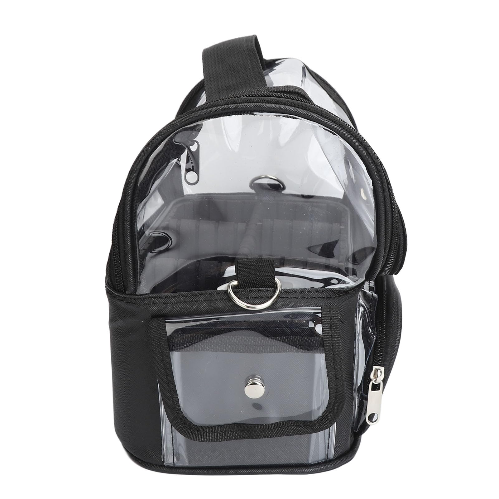 Borsa portaoggetti per attrezzi parrucchiere Finestra visiva trasparente Custodia organizer in materiale PS di grande capacità Tasche esterne Custodia trasporto per parrucchiere