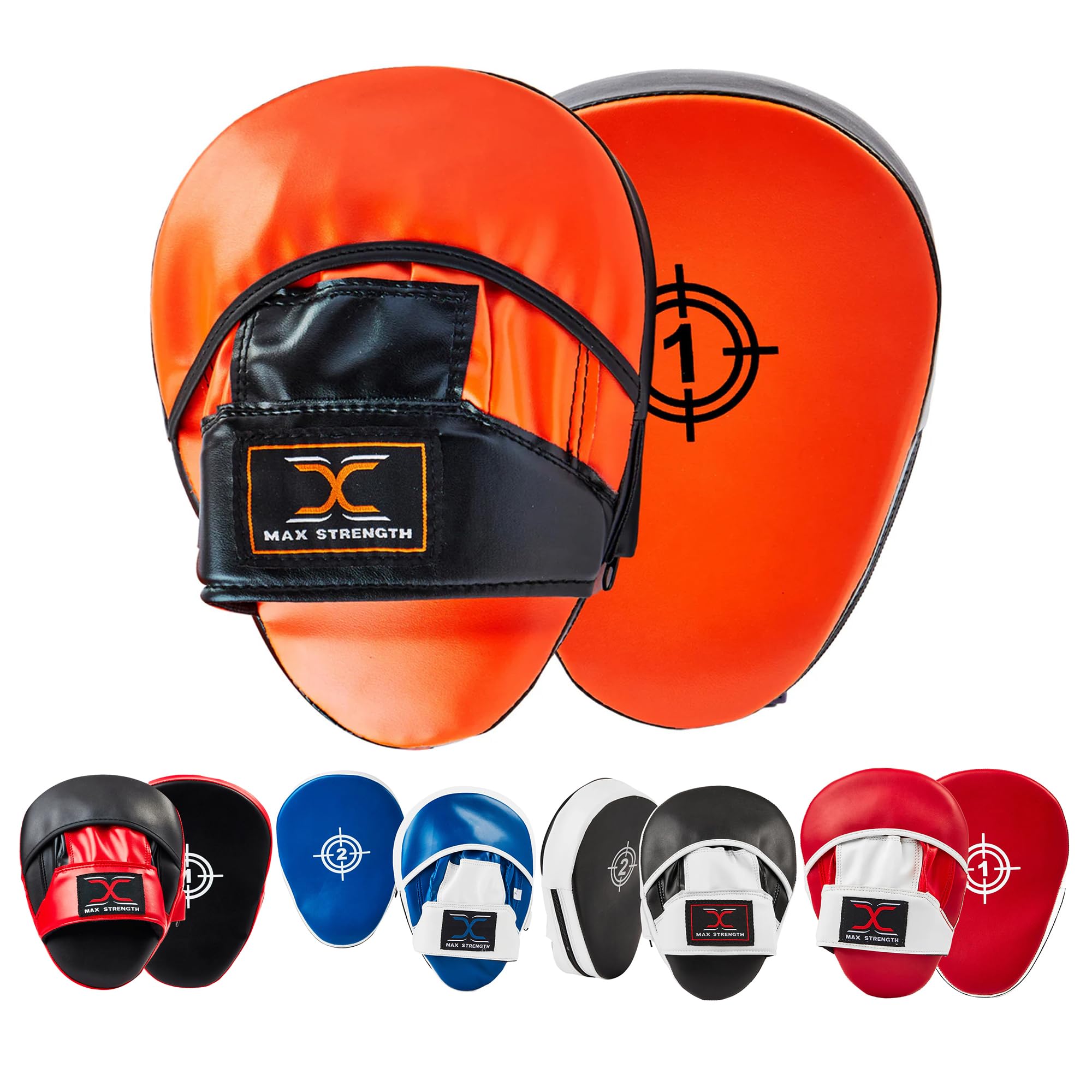 MAXSTRENGTH Punch Focus Pads Pair Boxing Equipment For Training at Home & Gym Hook and Jab Punching Boxing Mitts MMA Martial Arts UFC Sparring Fight Available in Orange/Black Color