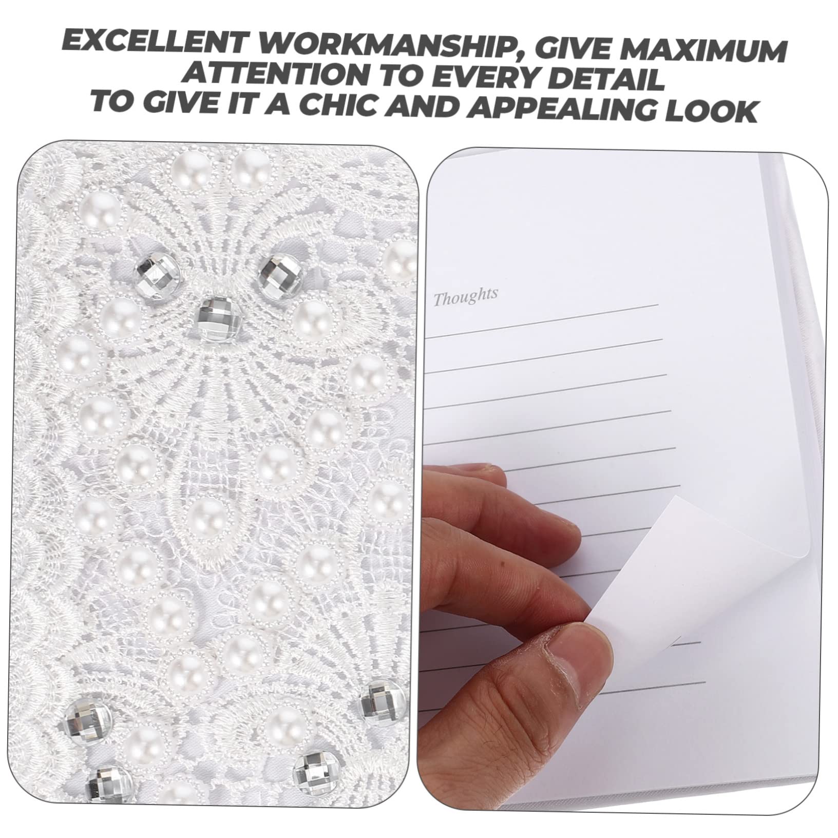 COLLBATH Gästebuch für Hochzeit mit Strasssteinen und Perlen Weiß | Abschlussfeier, Shower, Wedding Receptions, Gästebücher zum Unterschreiben