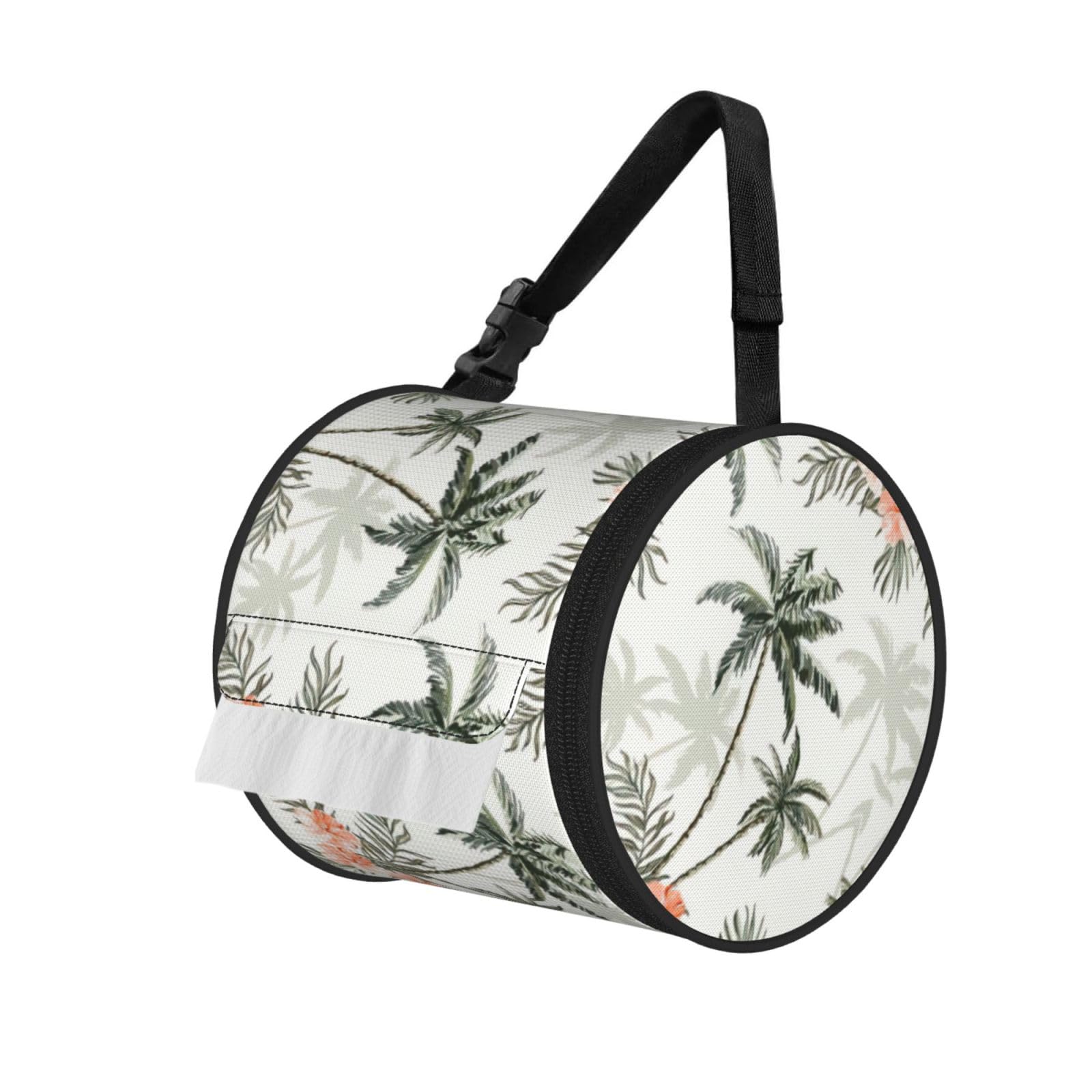 Tropical Palm Trees Print Fashion Tissues Organizer Box, Hanging Tissue Holder For Purse Coins For Car Office Daily Outing