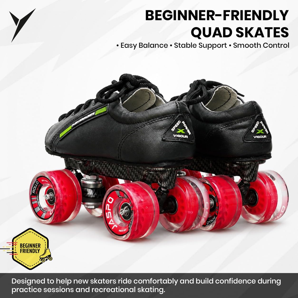 jaspo Unisex Pro Hyper Quad Outdoor Wheel Shoe Skates (8 Uk(Foot Length 27.3 Cms), Red) 4