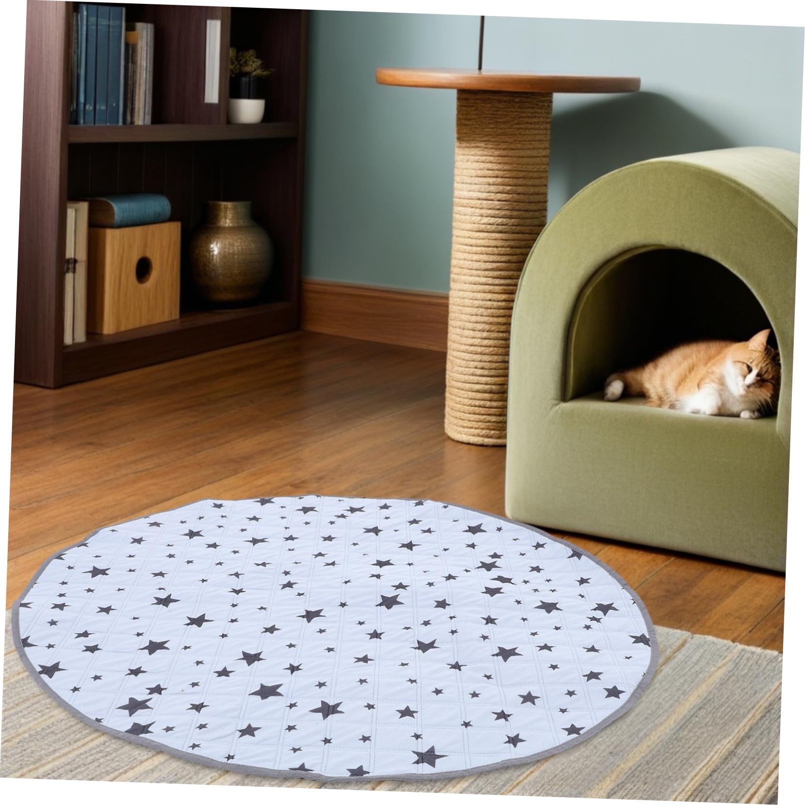 Tappetino Lavabile per Urina Animali Rotondo, Antiscivolo | Flanella, Riutilizzabile, 35, 37x35, 37 Pollici, per Cani, Gatti e Piccoli Roditori