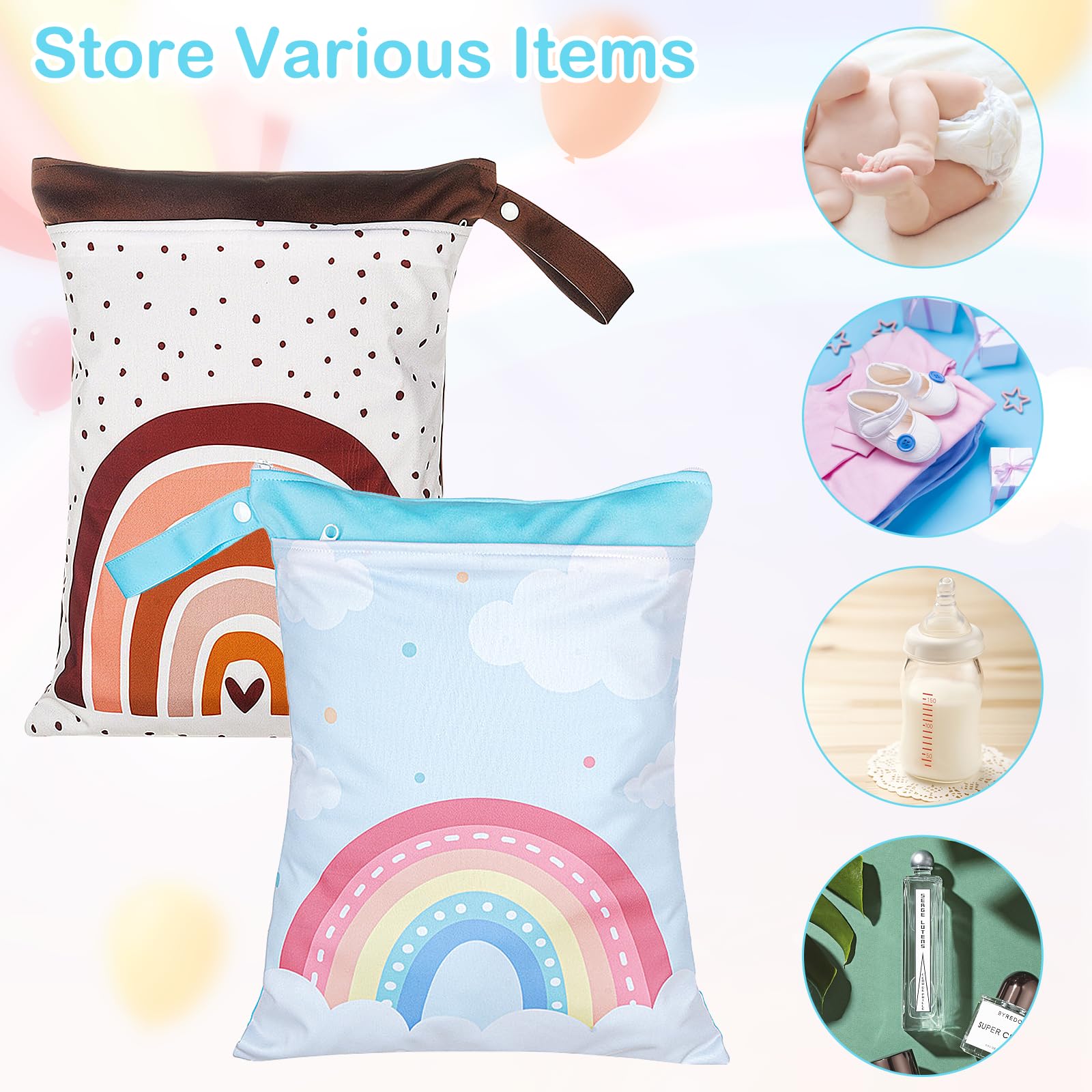 2 Stück Nasstaschen, Wasserdichter Wetbag Organiser, Wiederverwendbare Windeltasche, Wet Bag Kindergarten Großer, Wickeltasche für Reisen, Fitnessstudio, Strand
